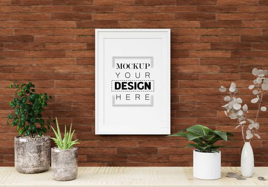 Free Poster Frame In Living Room Psd Mockup Psd