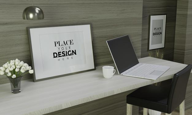 Free Poster Frame In Living Room Psd Mockup Psd