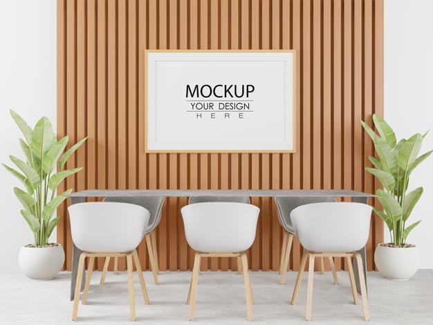 Free Poster Frame In Living Room Psd Mockup Psd