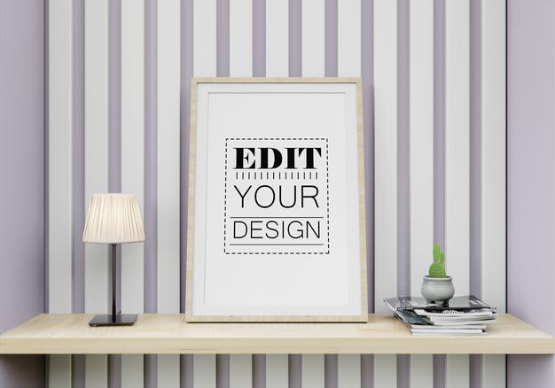 Free Poster Frame In Living Room Psd Mockup Psd
