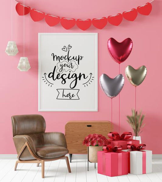 Free Poster Frame In Living Room Psd Mockup Psd
