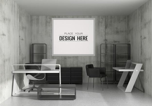 Free Poster Frame In Living Room Psd Mockup Psd