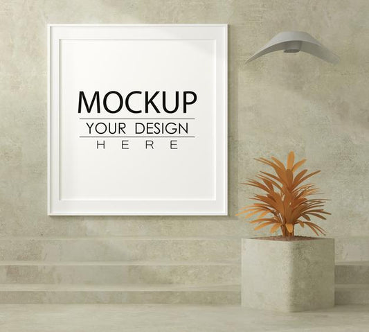 Free Poster Frame In Living Room Psd Mockup Psd