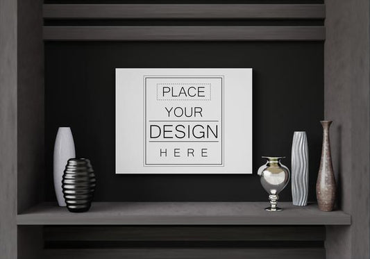 Free Poster Frame In Living Room Psd Mockup Psd