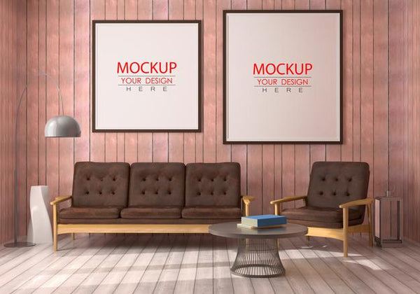 Free Poster Frame In Living Room Psd Mockup Psd