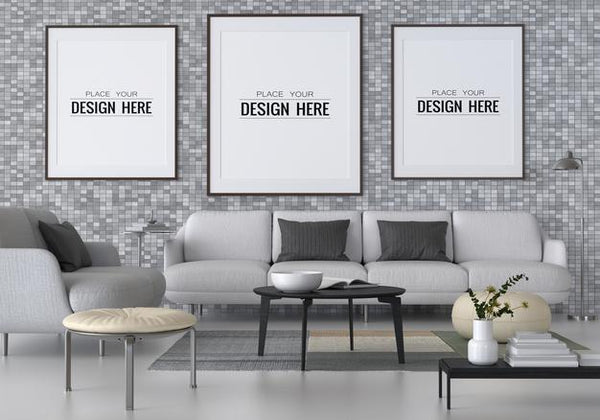 Free Poster Frame In Living Room Psd Mockup Psd