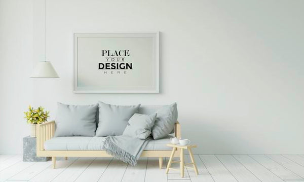 Free Poster Frame In Living Room Psd Mockup Psd