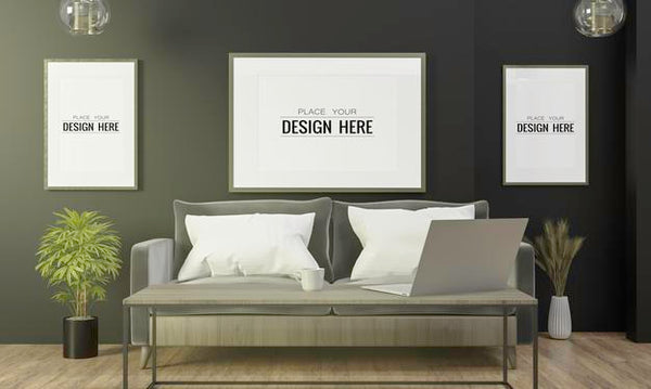 Free Poster Frame In Living Room Psd Mockup Psd