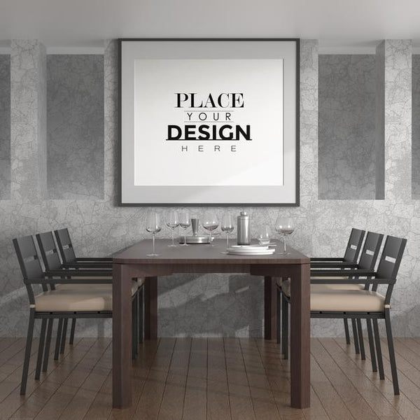 Free Poster Frame In Living Room Psd Mockup Psd