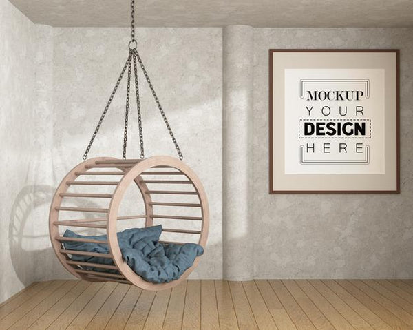 Free Poster Frame In Living Room Psd Mockup Psd