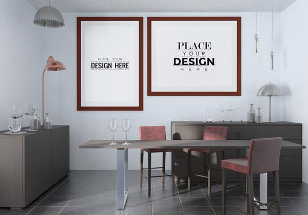 Free Poster Frame In Living Room Psd Mockup Psd