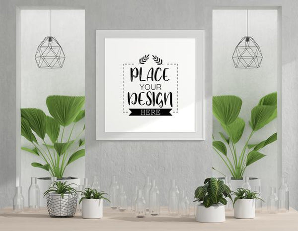 Free Poster Frame In Living Room Psd Mockup Psd