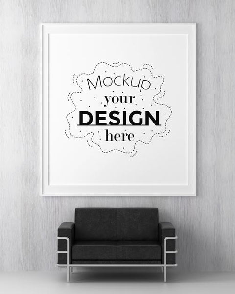 Free Poster Frame In Living Room Psd Mockup Psd