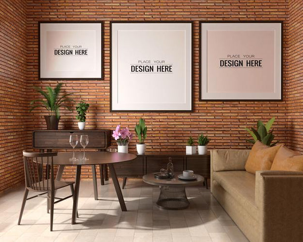 Free Poster Frame In Living Room Psd Mockup Psd