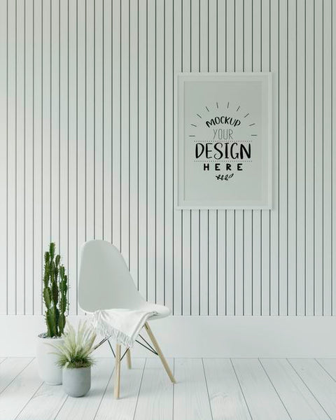 Free Poster Frame In Living Room Psd Mockup Psd