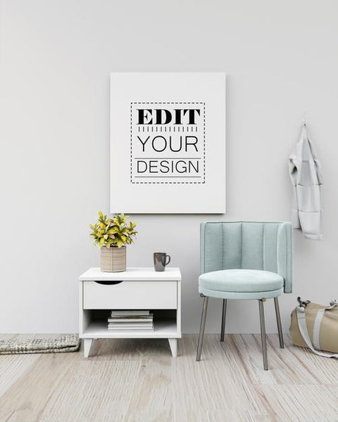 Free Poster Frame In Living Room Psd Mockup Psd