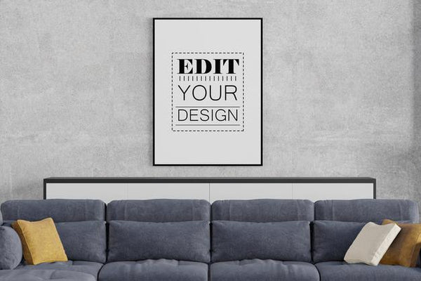 Free Poster Frame In Living Room Psd Mockup Psd