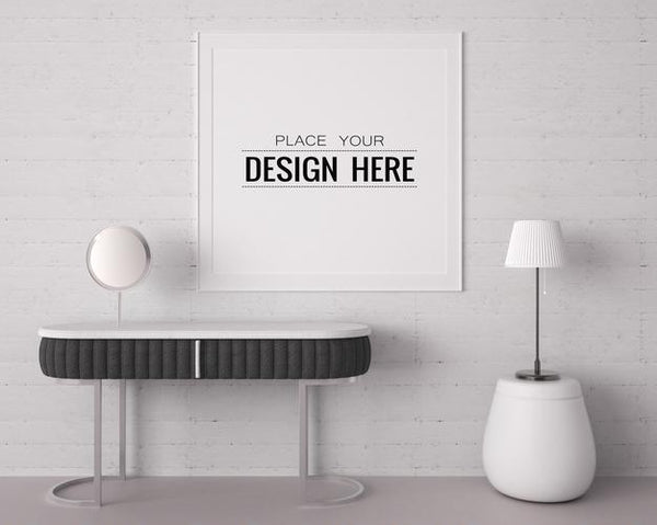 Free Poster Frame In Living Room Psd Mockup Psd