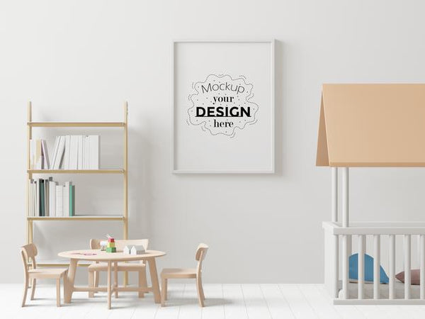 Free Poster Frame In Living Room Psd Mockup Psd