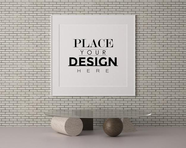 Free Poster Frame In Living Room Psd Mockup Psd