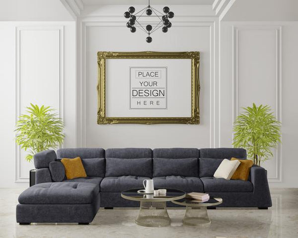 Free Poster Frame In Living Room Psd Mockup Psd