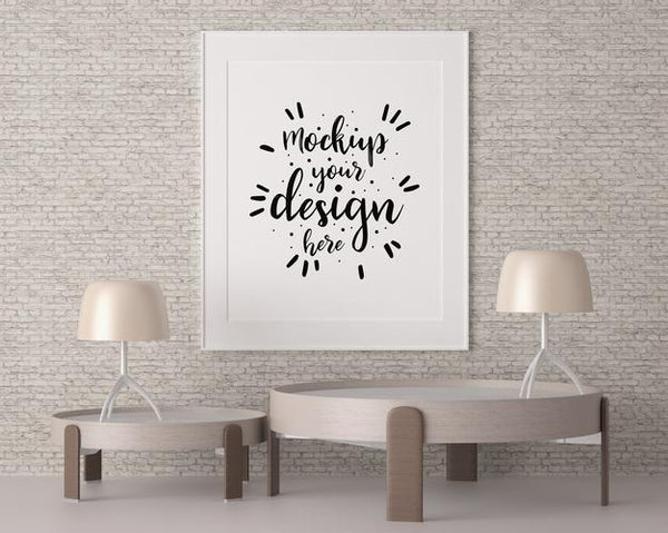 Free Poster Frame In Living Room Psd Mockup Psd