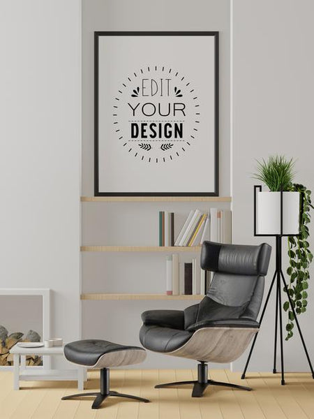 Free Poster Frame In Living Room Psd Mockup Psd