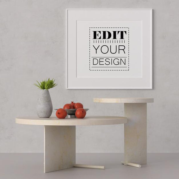 Free Poster Frame In Living Room Psd Mockup Psd