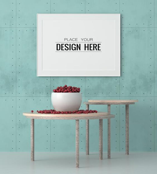 Free Poster Frame In Living Room Psd Mockup Psd