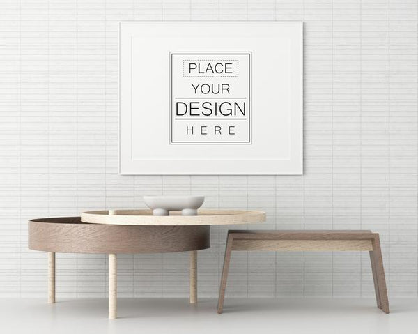 Free Poster Frame In Living Room Psd Mockup Psd