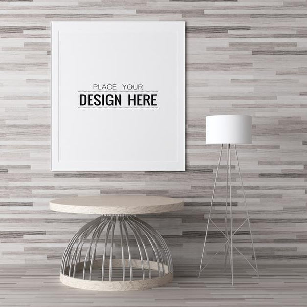 Free Poster Frame In Living Room Psd Mockup Psd