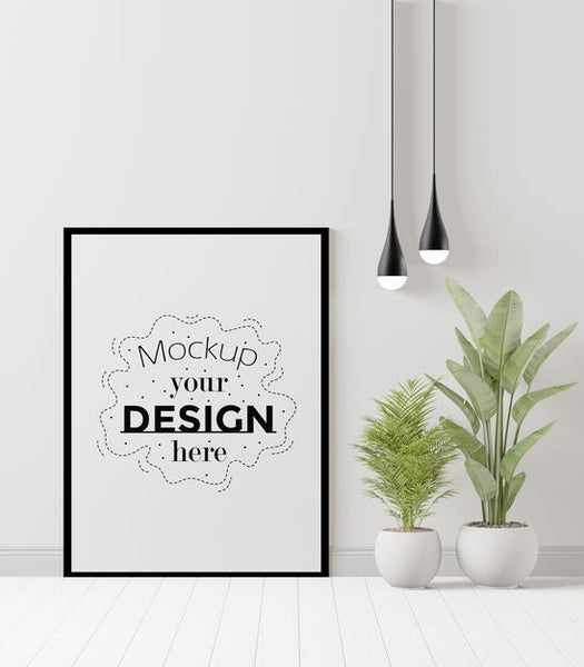 Free Poster Frame In Living Room Psd Mockup Psd