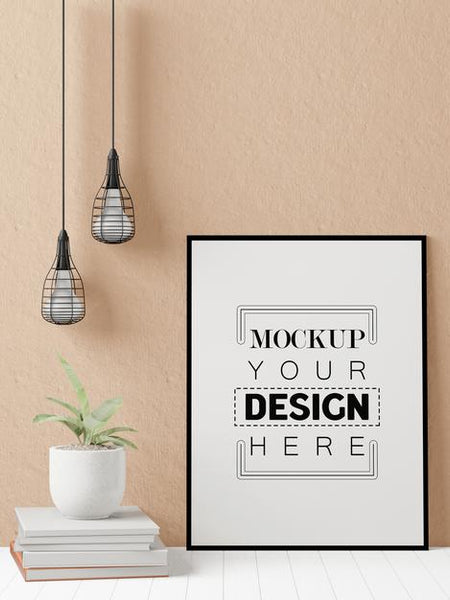 Free Poster Frame In Living Room Psd Mockup Psd