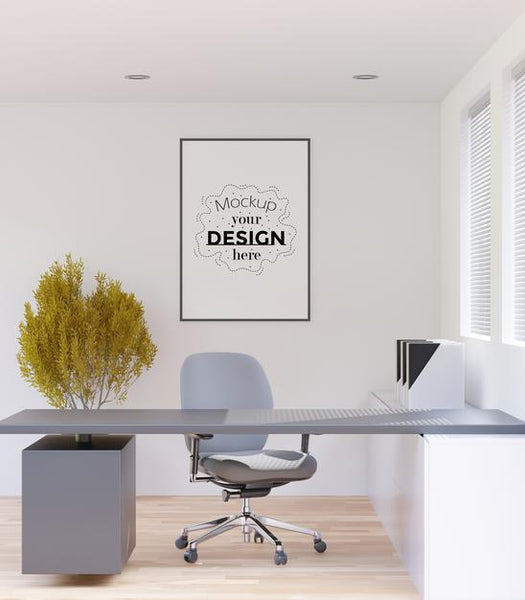 Free Poster Frame In Living Room Psd Mockup Psd