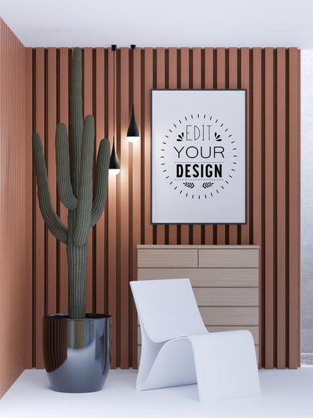 Free Poster Frame In Living Room Psd Mockup Psd