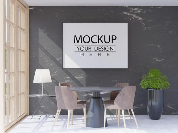 Free Poster Frame In Living Room Psd Mockup Psd