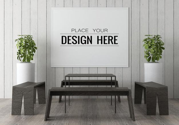 Free Poster Frame In Living Room Psd Mockup Psd