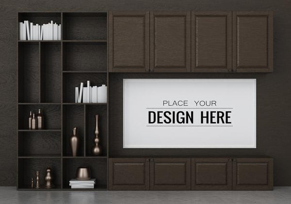 Free Poster Frame In Living Room Psd Mockup Psd