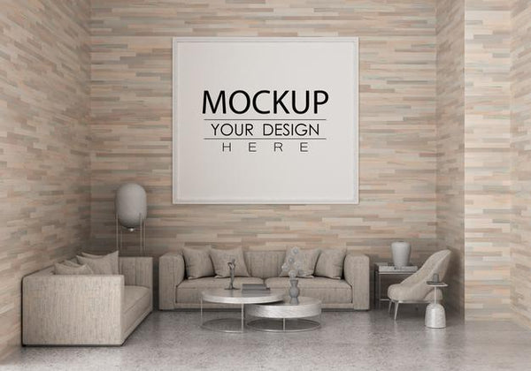 Free Poster Frame In Living Room Psd Mockup Psd