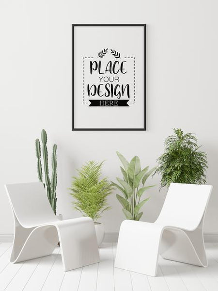 Free Poster Frame In Living Room Psd Mockup Psd