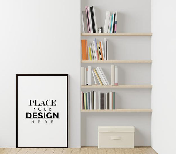 Free Poster Frame In Living Room Psd Mockup Psd