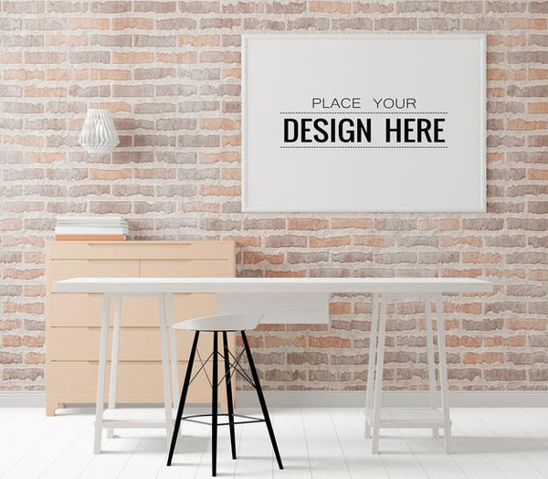 Free Poster Frame In Living Room Psd Mockup Psd