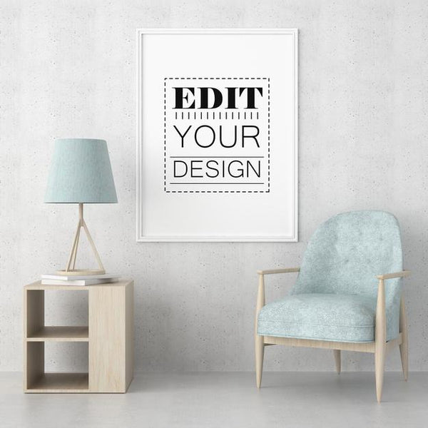 Free Poster Frame In Living Room Psd Mockup Psd