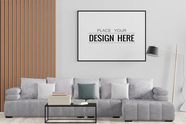 Free Poster Frame In Living Room Psd Mockup Psd