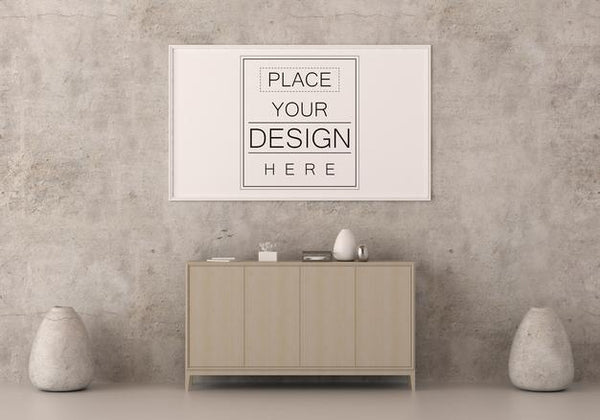 Free Poster Frame In Living Room Psd Mockup Psd