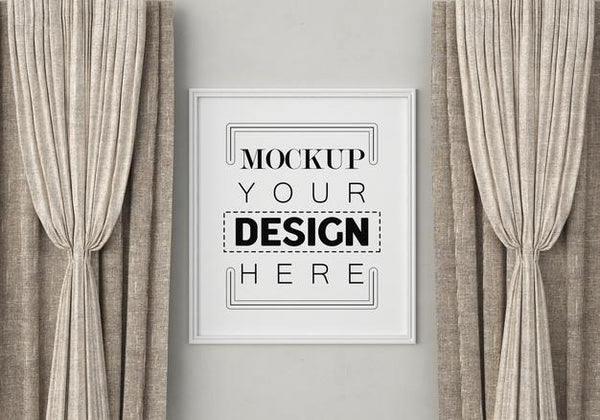 Free Poster Frame In Living Room Psd Mockup Psd