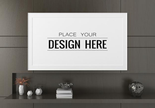 Free Poster Frame In Living Room Psd Mockup Psd