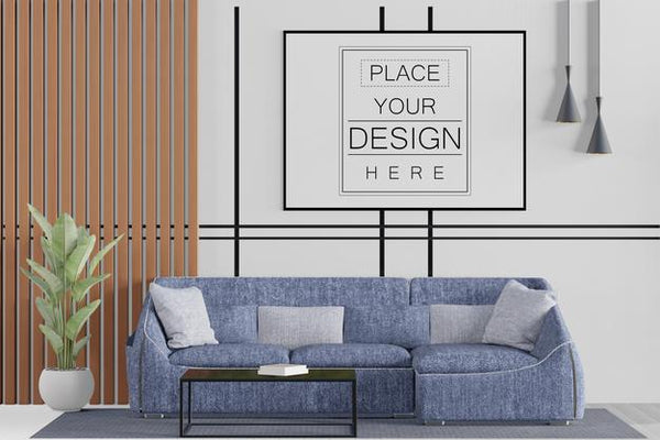 Free Poster Frame In Living Room Psd Mockup Psd