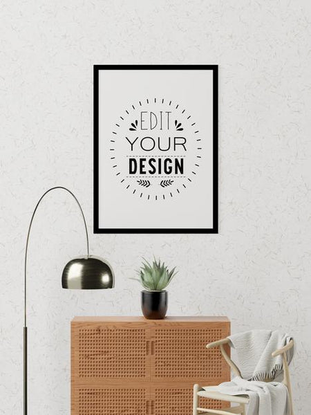 Free Poster Frame In Living Room Psd Mockup Psd