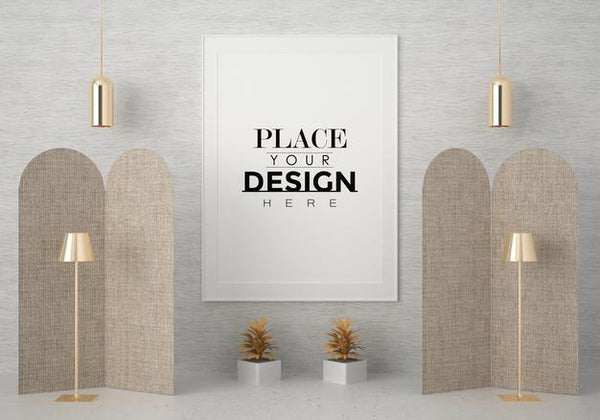 Free Poster Frame In Living Room Psd Mockup Psd